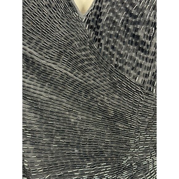 Mac Duggal Floral Slit Fully Beaded V Neck Gown Maxi Dress 5238 Black Size 2 NWT - Picture 6 of 8